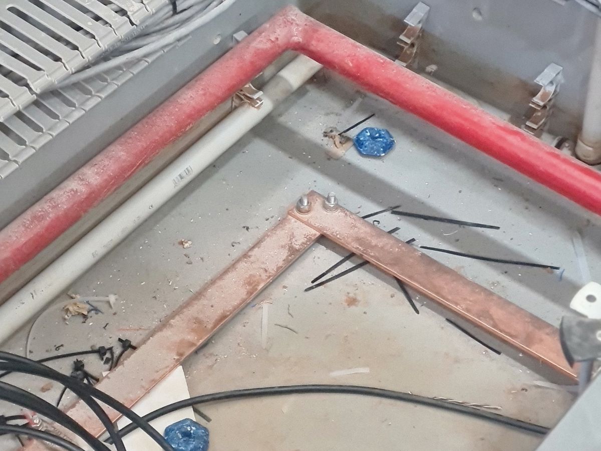 Refrigerant piping being installed